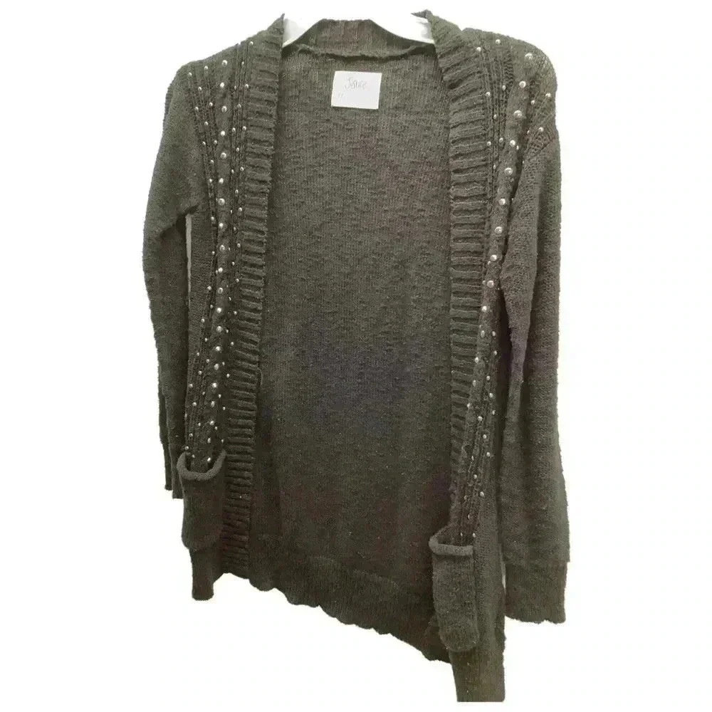 Justice for Girls Size 12 Black Bedazzled Cardigan Sweater (Preowned)